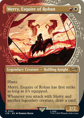 Merry, Esquire of Rohan (Showcase) card from Universes Beyond: The Lord of the Rings: Tales of Middle-earth