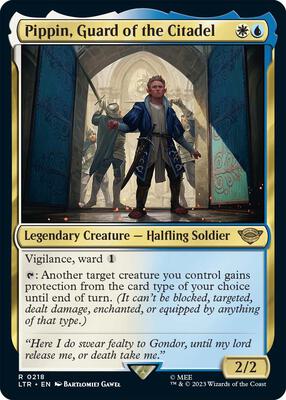 Pippin, Guard of the Citadel card from Universes Beyond: The Lord of the Rings: Tales of Middle-earth