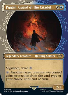 Pippin, Guard of the Citadel (Showcase) card from Universes Beyond: The Lord of the Rings: Tales of Middle-earth
