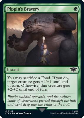 Pippin's Bravery card from Universes Beyond: The Lord of the Rings: Tales of Middle-earth