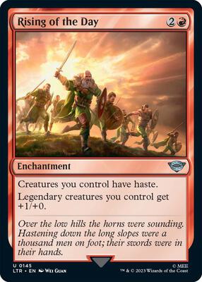 Rising of the Day card from Universes Beyond: The Lord of the Rings: Tales of Middle-earth
