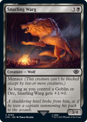 Snarling Warg card from Universes Beyond: The Lord of the Rings: Tales of Middle-earth