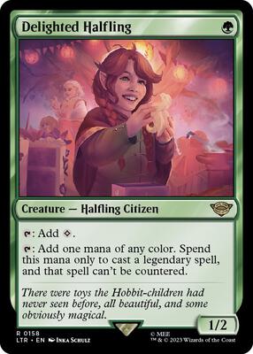 Delighted Halfling card from Universes Beyond: The Lord of the Rings: Tales of Middle-earth