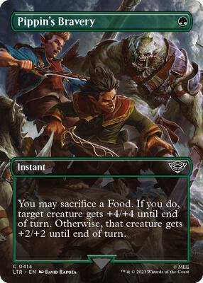 Pippin's Bravery (Borderless) card from Universes Beyond: The Lord of the Rings: Tales of Middle-earth