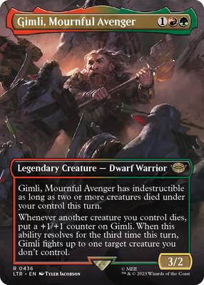Gimli, Mournful Avenger (Borderless) card from Universes Beyond: The Lord of the Rings: Tales of Middle-earth