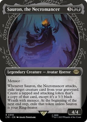 Sauron, the Necromancer (Showcase) card from Universes Beyond: The Lord of the Rings: Tales of Middle-earth