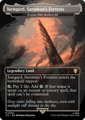 Isengard, Saruman's Fortress - Boseiju, Who Shelters All (Borderless) card from Commander: The Lord of the Rings: Tales of Middle-earth