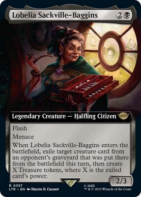 Lobelia Sackville-Baggins (Extended Art) card from Universes Beyond: The Lord of the Rings: Tales of Middle-earth
