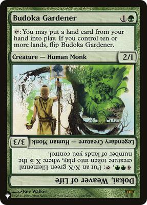 Budoka Gardener // Dokai, Weaver of Life card from The List Reprints