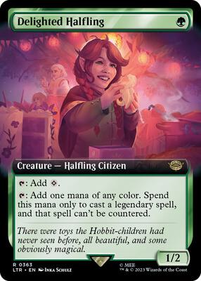 Delighted Halfling (Extended Art) card from Universes Beyond: The Lord of the Rings: Tales of Middle-earth