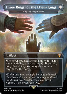 Three Rings for the Elven-Kings - Rings of Brighthearth (Borderless) (Surge Foil) card from Commander: The Lord of the Rings: Tales of Middle-earth