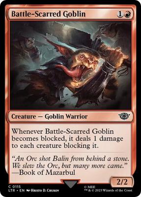 Battle-Scarred Goblin card from Universes Beyond: The Lord of the Rings: Tales of Middle-earth
