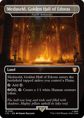 Meduseld, Golden Hall of Edoras - Castle Ardenvale (Borderless) card from Commander: The Lord of the Rings: Tales of Middle-earth