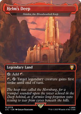 Helm's Deep - Shinka, the Bloodsoaked Keep (Borderless) card from Commander: The Lord of the Rings: Tales of Middle-earth