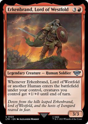 Erkenbrand, Lord of Westfold card from Universes Beyond: The Lord of the Rings: Tales of Middle-earth