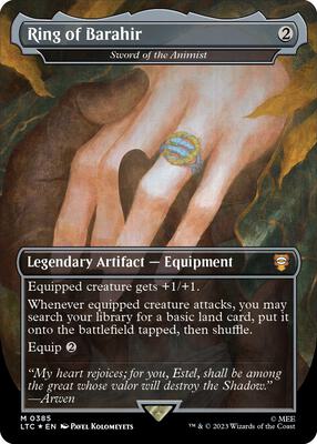 Ring of Barahir - Sword of the Animist (Borderless) (Surge Foil) card from Commander: The Lord of the Rings: Tales of Middle-earth