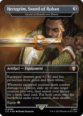 Herugrim, Sword of Rohan - Sword of Hearth and Home (Borderless) (Surge Foil) card from Commander: The Lord of the Rings: Tales of Middle-earth