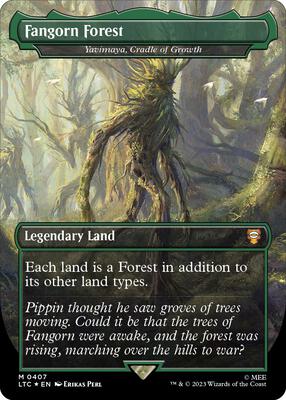 Fangorn Forest - Yavimaya, Cradle of Growth (Borderless) (Surge Foil) card from Commander: The Lord of the Rings: Tales of Middle-earth
