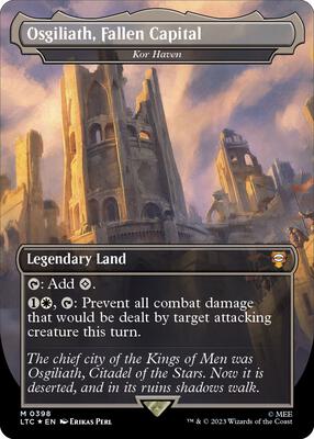 Osgiliath, Fallen Capital - Kor Haven (Borderless) (Surge Foil) card from Commander: The Lord of the Rings: Tales of Middle-earth