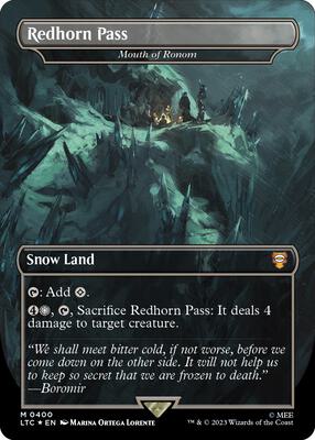 Redhorn Pass - Mouth of Ronom (Borderless) (Surge Foil) card from Commander: The Lord of the Rings: Tales of Middle-earth