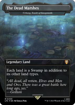 The Dead Marshes - Urborg, Tomb of Yawgmoth (Borderless) (Surge Foil) card from Commander: The Lord of the Rings: Tales of Middle-earth