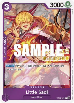 Little Sadi (Judge) card from One Piece Promotion Cards