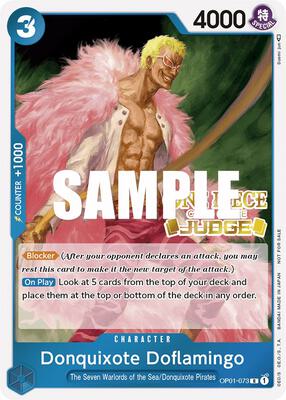 Donquixote Doflamingo (Judge) card from One Piece Promotion Cards
