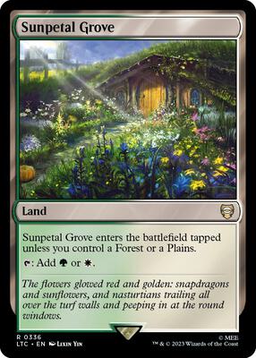 Sunpetal Grove card from Commander: The Lord of the Rings: Tales of Middle-earth