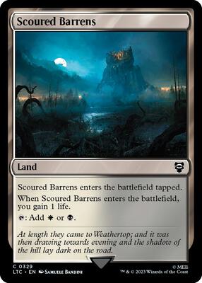 Scoured Barrens card from Commander: The Lord of the Rings: Tales of Middle-earth