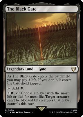 The Black Gate card from Commander: The Lord of the Rings: Tales of Middle-earth