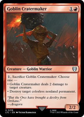 Goblin Cratermaker card from Commander: The Lord of the Rings: Tales of Middle-earth