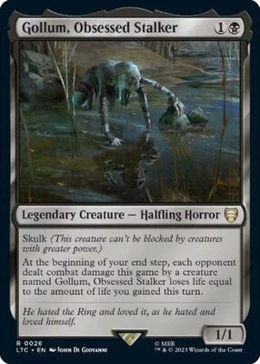 Gollum, Obsessed Stalker card from Commander: The Lord of the Rings: Tales of Middle-earth