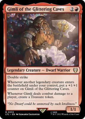 Gimli of the Glittering Caves card from Commander: The Lord of the Rings: Tales of Middle-earth