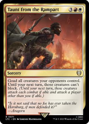 Taunt from the Rampart card from Commander: The Lord of the Rings: Tales of Middle-earth