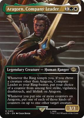 Aragorn, Company Leader (Borderless) card from Universes Beyond: The Lord of the Rings: Tales of Middle-earth