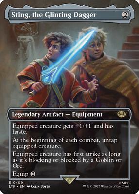 Sting, the Glinting Dagger (Borderless) card from Universes Beyond: The Lord of the Rings: Tales of Middle-earth