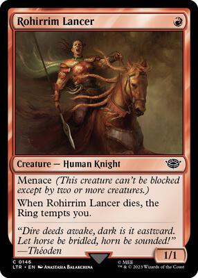 Rohirrim Lancer card from Universes Beyond: The Lord of the Rings: Tales of Middle-earth