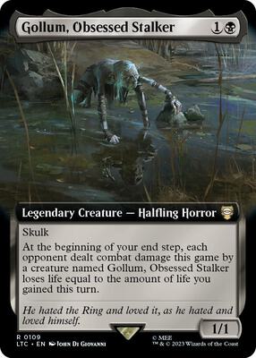 Gollum, Obsessed Stalker (Extended Art) card from Commander: The Lord of the Rings: Tales of Middle-earth