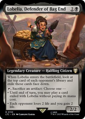 Lobelia, Defender of Bag End (Extended Art) card from Commander: The Lord of the Rings: Tales of Middle-earth