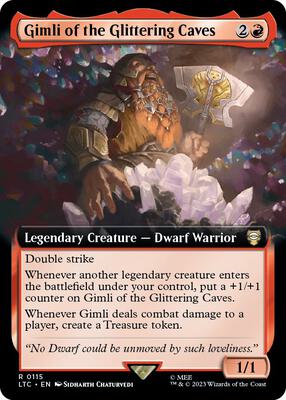 Gimli of the Glittering Caves (Extended Art) card from Commander: The Lord of the Rings: Tales of Middle-earth