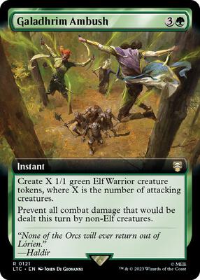 Galadhrim Ambush (Extended Art) card from Commander: The Lord of the Rings: Tales of Middle-earth