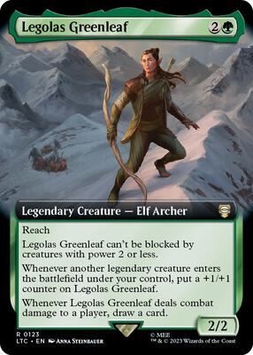 Legolas Greenleaf (Extended Art) card from Commander: The Lord of the Rings: Tales of Middle-earth