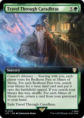 Travel Through Caradhras (Extended Art) card from Commander: The Lord of the Rings: Tales of Middle-earth