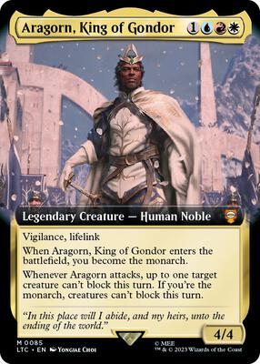 Aragorn, King of Gondor (Extended Art) card from Commander: The Lord of the Rings: Tales of Middle-earth