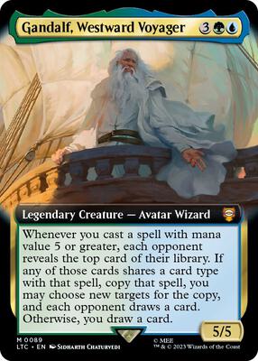Gandalf, Westward Voyager (Extended Art) card from Commander: The Lord of the Rings: Tales of Middle-earth