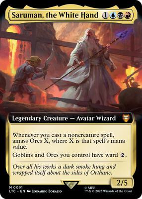 Saruman, the White Hand (Extended Art) card from Commander: The Lord of the Rings: Tales of Middle-earth