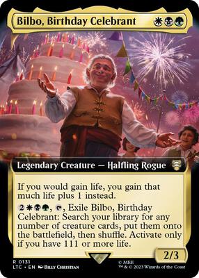 Bilbo, Birthday Celebrant (Extended Art) card from Commander: The Lord of the Rings: Tales of Middle-earth