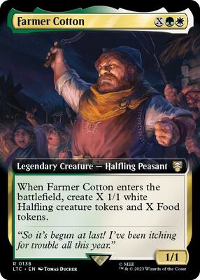 Farmer Cotton (Extended Art) card from Commander: The Lord of the Rings: Tales of Middle-earth