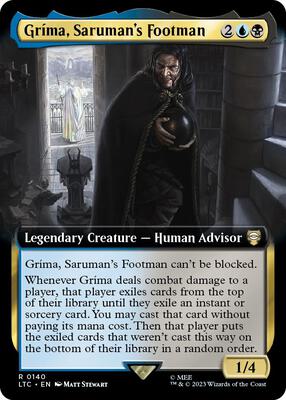 Grima, Saruman's Footman (Extended Art) card from Commander: The Lord of the Rings: Tales of Middle-earth
