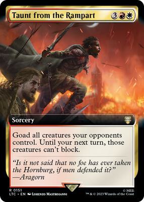 Taunt from the Rampart (Extended Art) card from Commander: The Lord of the Rings: Tales of Middle-earth